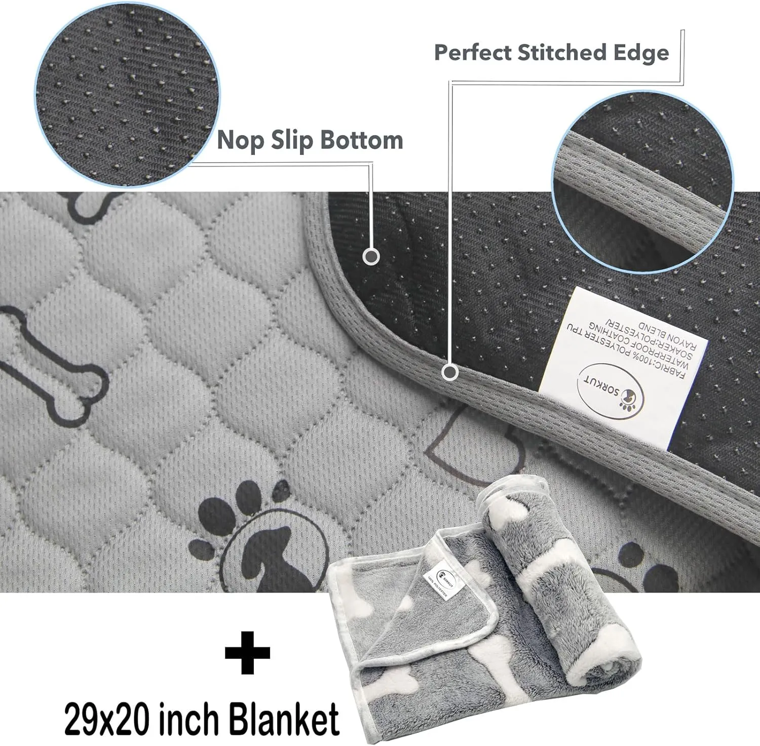 2 Pack 36x41 Washable Dog Pee Pads with Puppy Blanket,Puppy Pads,Dog Pad Washable Waterproof, Potty Buddy Reusable Potty Pads for Dogs,Super Absorbent Reusable Pet Training Pads