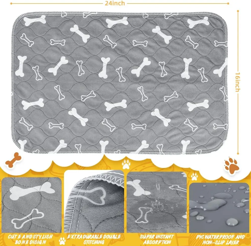 6pack Washable Pee Pads for Dogs 24 x 16 Inch Reusable Puppy Pads, High Urine Absorption Waterproof Puppy Pad Reusable Potty Pads for Dogs Whelping Potty Training