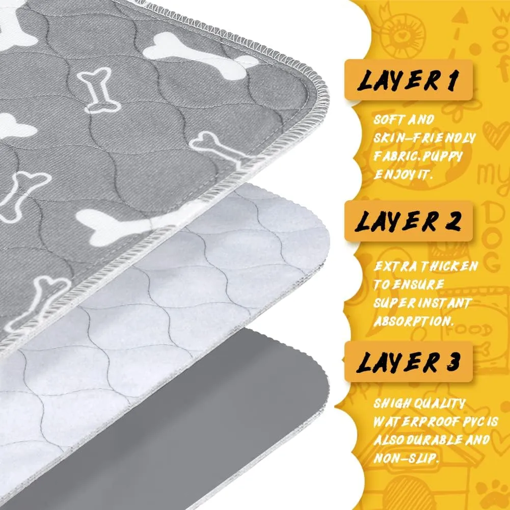 6pack Washable Pee Pads for Dogs 24 x 16 Inch Reusable Puppy Pads, High Urine Absorption Waterproof Puppy Pad Reusable Potty Pads for Dogs Whelping Potty Training
