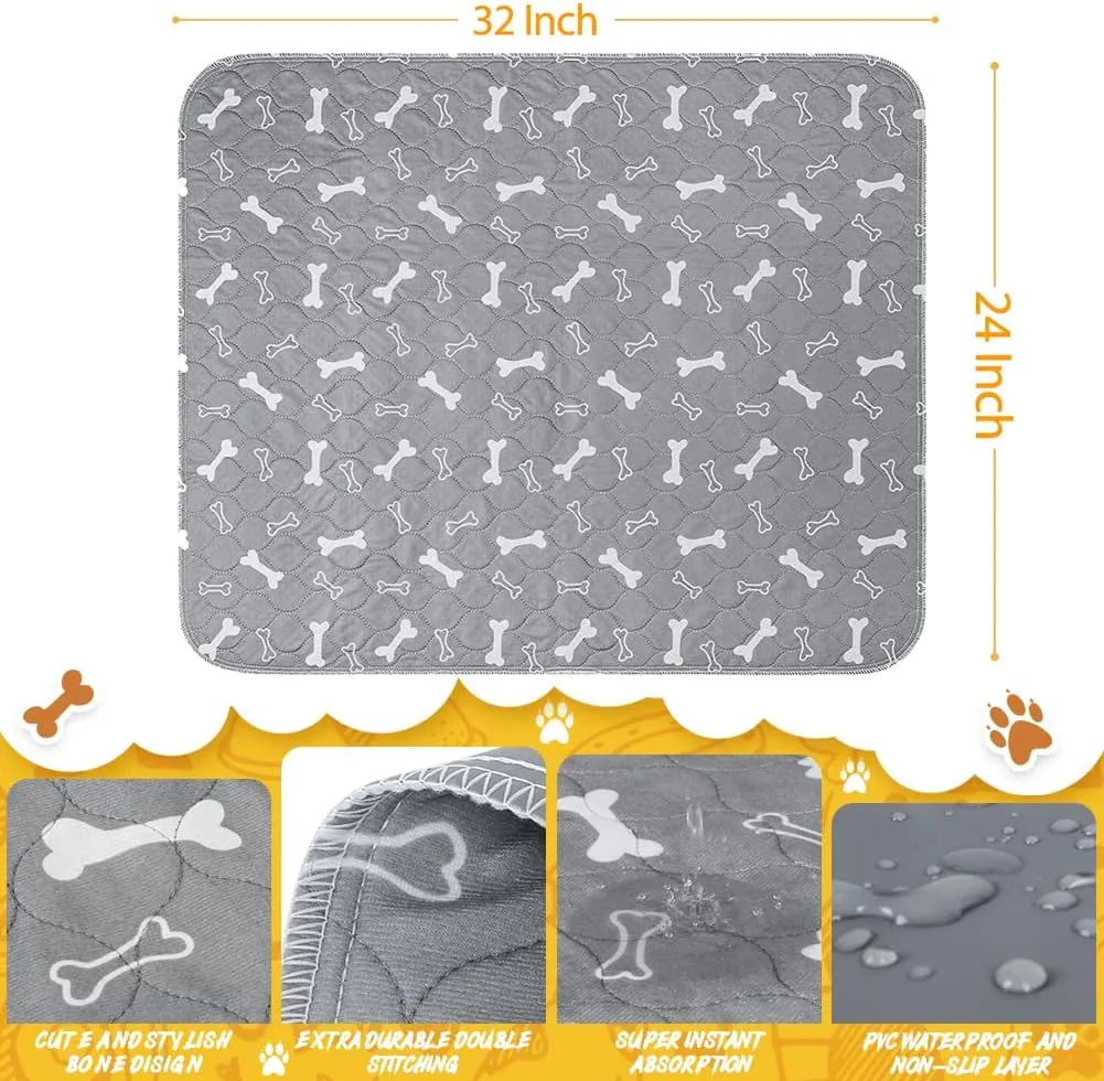 6pack Washable Pee Pads for Dogs, 3228 Inch Reusable Dog Pads, Non Slip Puppy Pads with Urine Absorption, Reusable Puppy Pads for Whelping, Potty, Training, Playpen