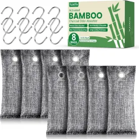 8-Pack Activated Charcoal Odor Absorber, Odor Eliminator for Strong 0dor,Shoe Deodorizer,Bamboo Charcoal Air Purifying For in Car,Closet,Shoe, Basement(50g/1.77oz Each)