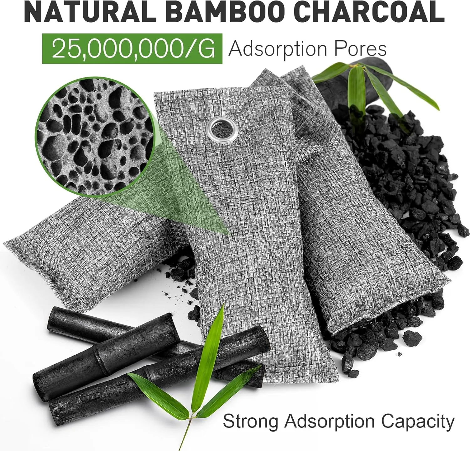 8-Pack Activated Charcoal Odor Absorber, Odor Eliminator for Strong 0dor,Shoe Deodorizer,Bamboo Charcoal Air Purifying For in Car,Closet,Shoe, Basement(50g/1.77oz Each)