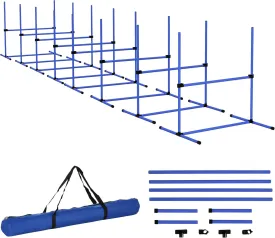 8 Piece Dog Agility Training Equipment Set with Adjustable Height Jump Bars and Carry Bag, Blue