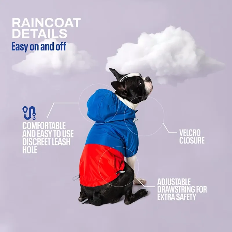 Adjustable Drawstring Dog Coat With Hoodie And Skin Friendly Rain Coat