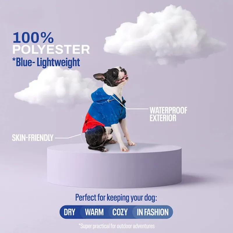 Adjustable Drawstring Dog Coat With Hoodie And Skin Friendly Rain Coat