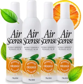 Air Scense Air Freshener Deodorizer Room Spray for Bathroom & Home, Essential Oils, Natural Orange - 7 fl oz (4-Pack)