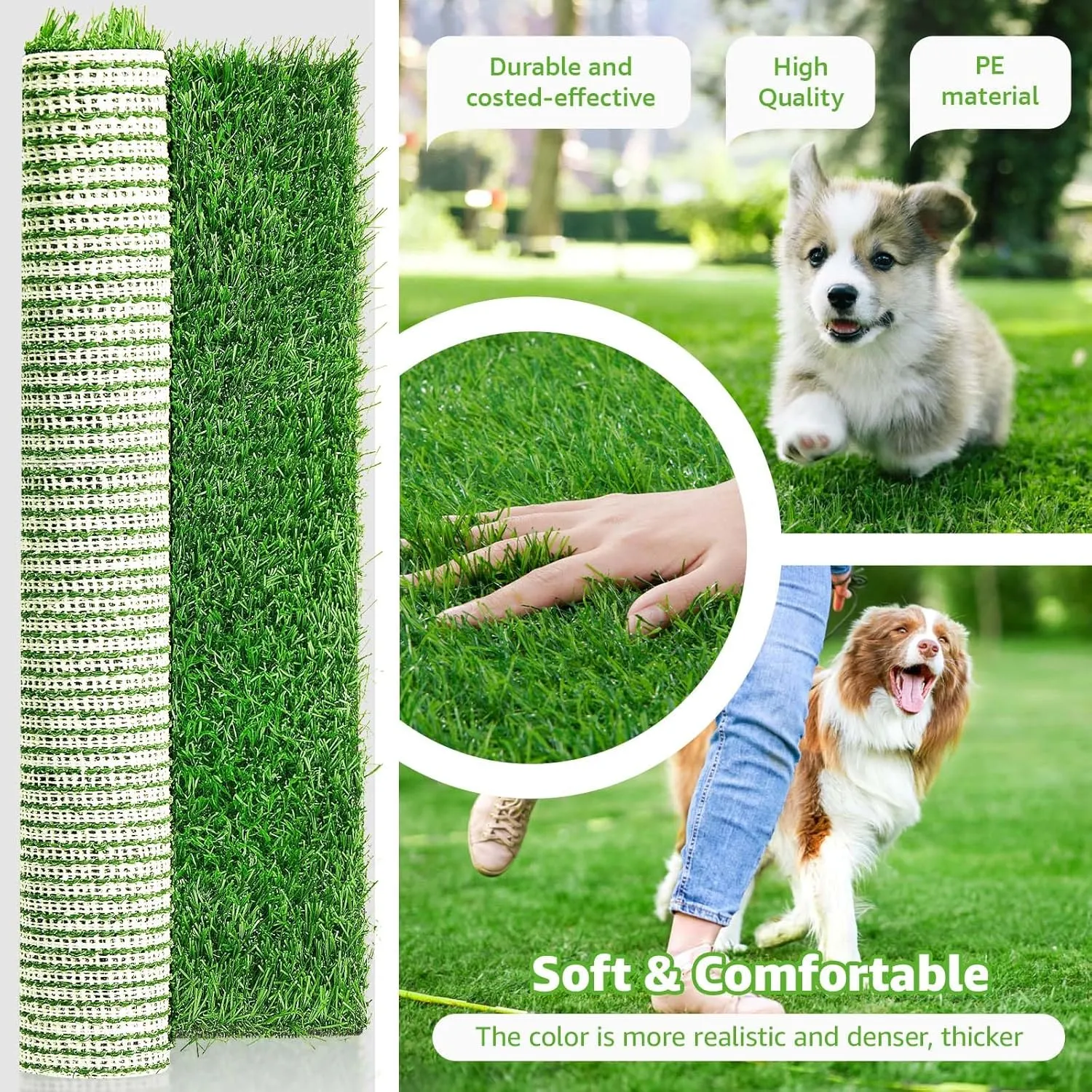 Artificial Dog Grass Pee Pad 39.4x 31.5 1 Pack - Professional Indoor Outdoor Potty Training Rug - Large Grass Turf Mat with Excellent Drainage - Pet Fake Grass Turf for Patio Lawn Decoration
