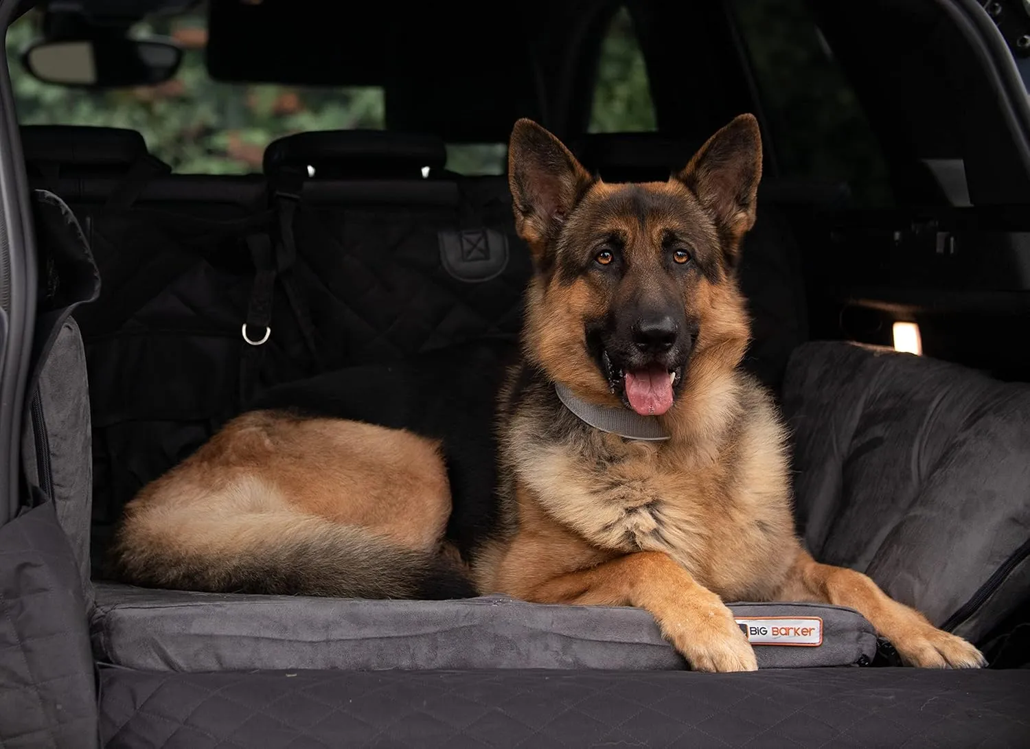 Barker Beds Orthopedic Dog SUV Bed (Large, Charcoal)  Memory Foam Travel Bed for Large Dogs  Machine-Washable Cover & Headrest  Vet-Recommended for Joint Support  Made in USA
