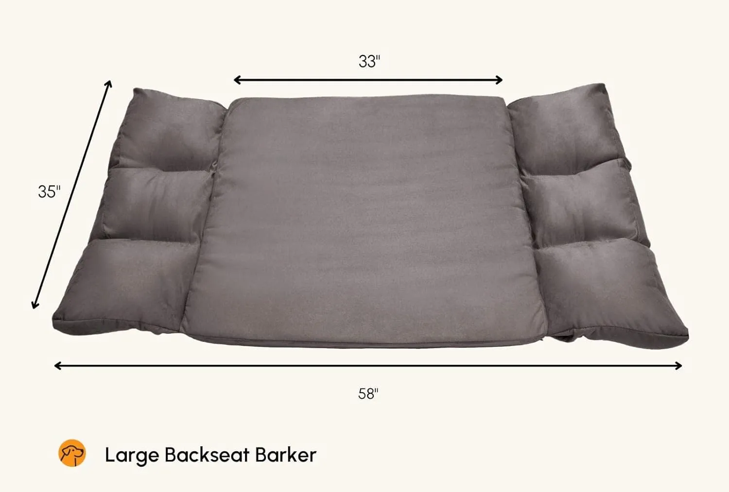 Barker Beds Orthopedic Dog SUV Bed (Large, Charcoal)  Memory Foam Travel Bed for Large Dogs  Machine-Washable Cover & Headrest  Vet-Recommended for Joint Support  Made in USA