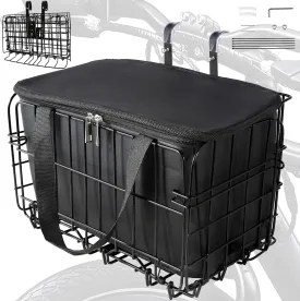 Bike Basket Front, Folding Bicycle Basket with Removable Waterproof Liner Bag,Quick Release Design,Rear Hanging Cargo Rack,Bike Accessories Frame Basket for Adult Women Men Carrying Dogs,Pet,Grocery