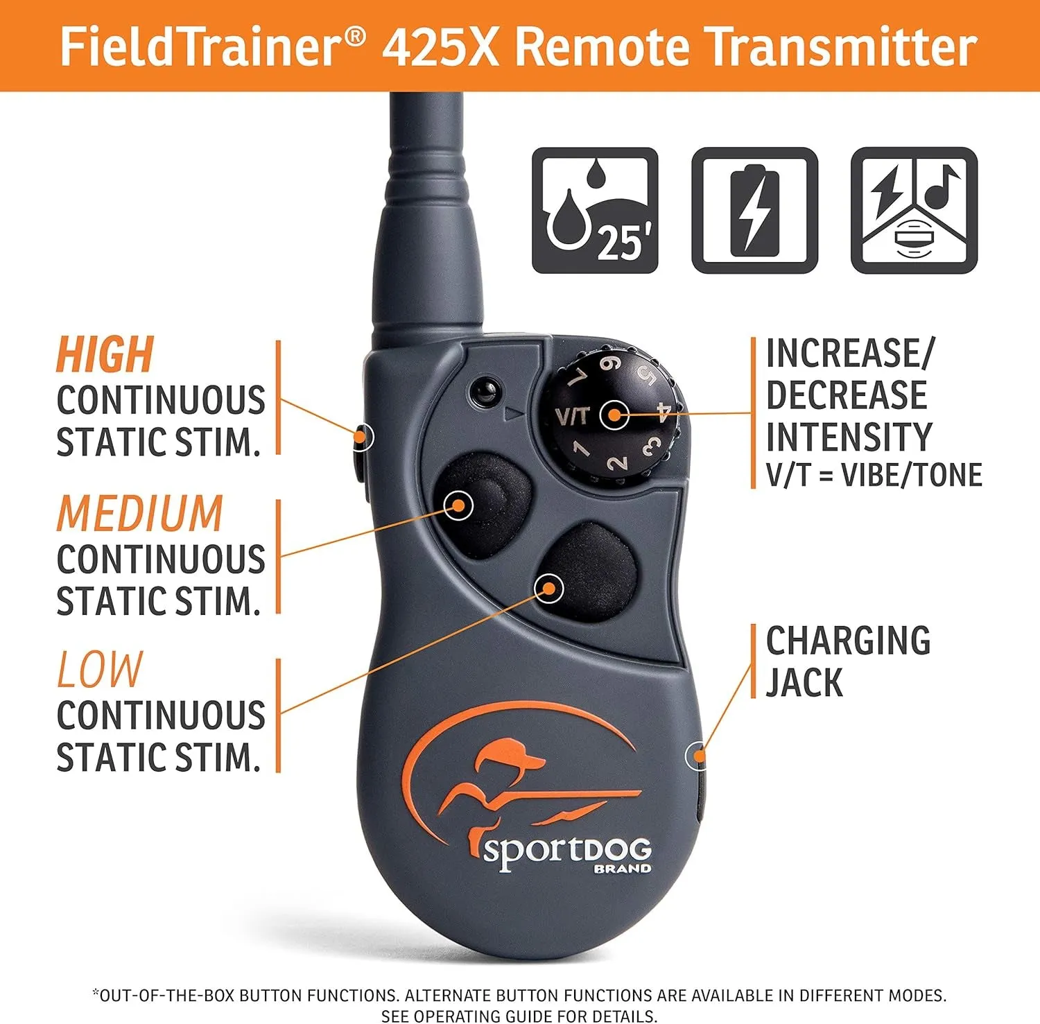 Brand Fieldtrainer 425X Remote Training Collar, E Collar for Dogs - Waterproof Dog Trainer, Submersible up to 25 Feet, Rechargeable Dog Training Collar with Remote Shock, Vibrate, and Tone