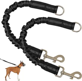 Bungee Dog Leash Extension Attachment, 2pcs 18inch Nylon Shock Absorber Dog Training Lead, Extensible Bungee Leash for Large Dogs Running, Walking