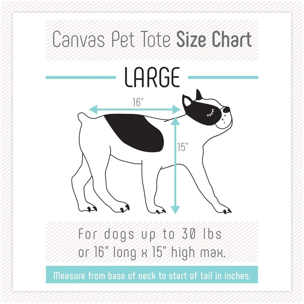 Canvas Pet Tote in Light Grey & Navy (Made in the USA) (Direct Ship)