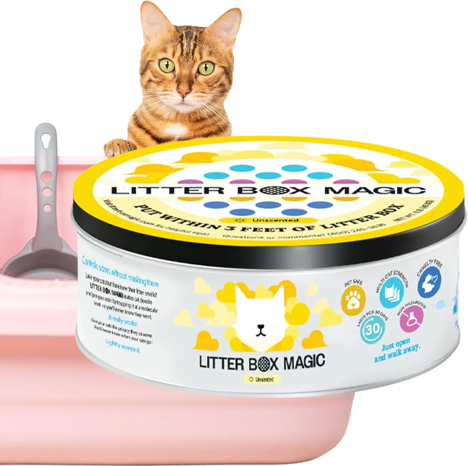 Cat Litter Deodorizer Jar (Fragrance Free, 16 Oz, Pack of 1) - Unscented Cat Litter Odor Control Gel - Cat Litter Box Pet Air Freshener - Litter Odor Eliminator to Freshen Air