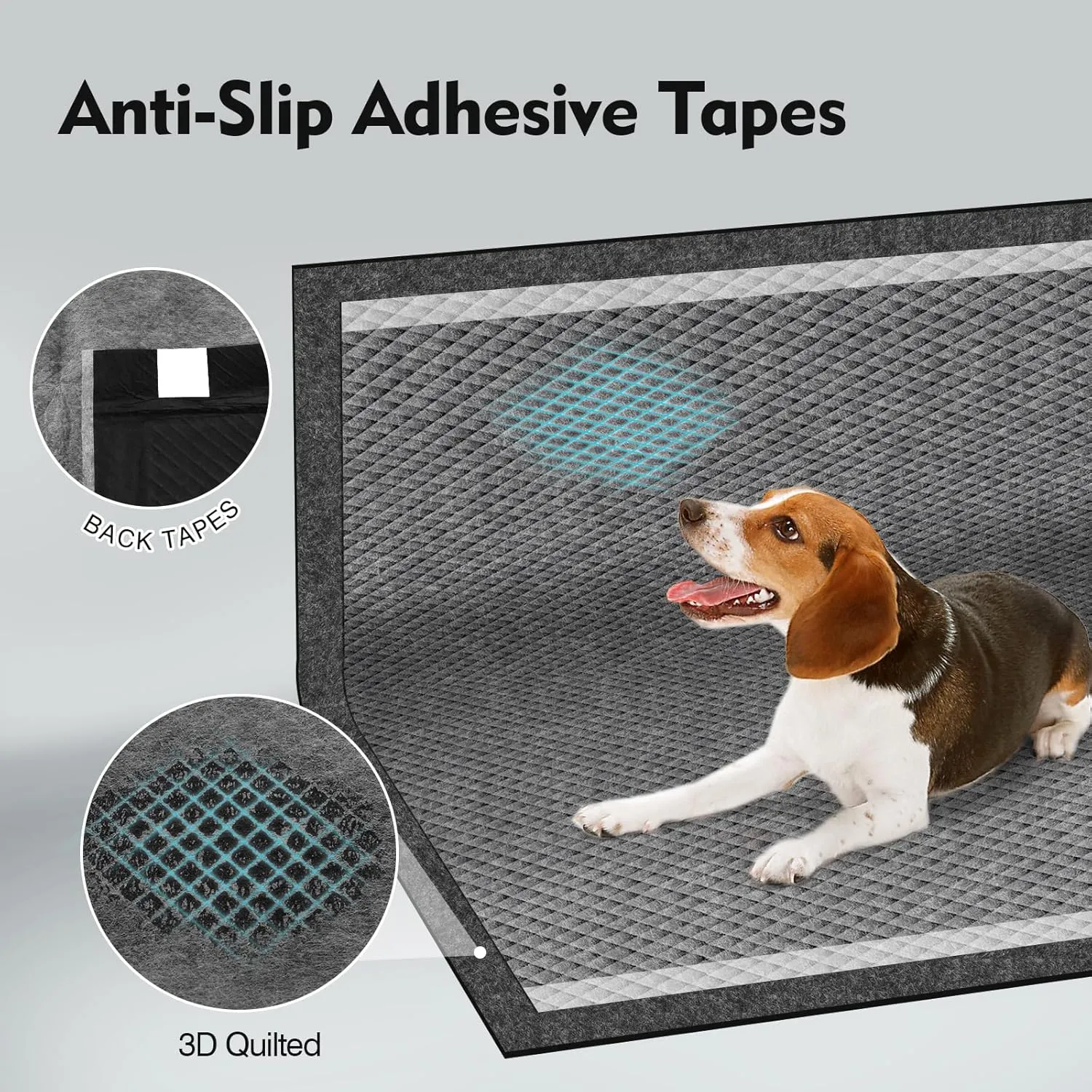 Charcoal Pee Pads for Dogs, 30"x36", Extra Large Puppy Pads XL, Odor Control Dog Pee Pads, Activated Carbon Jumbo Disposable Training Pad, Anti-Slip Potty Pads, Doggy Pads 30 Counts