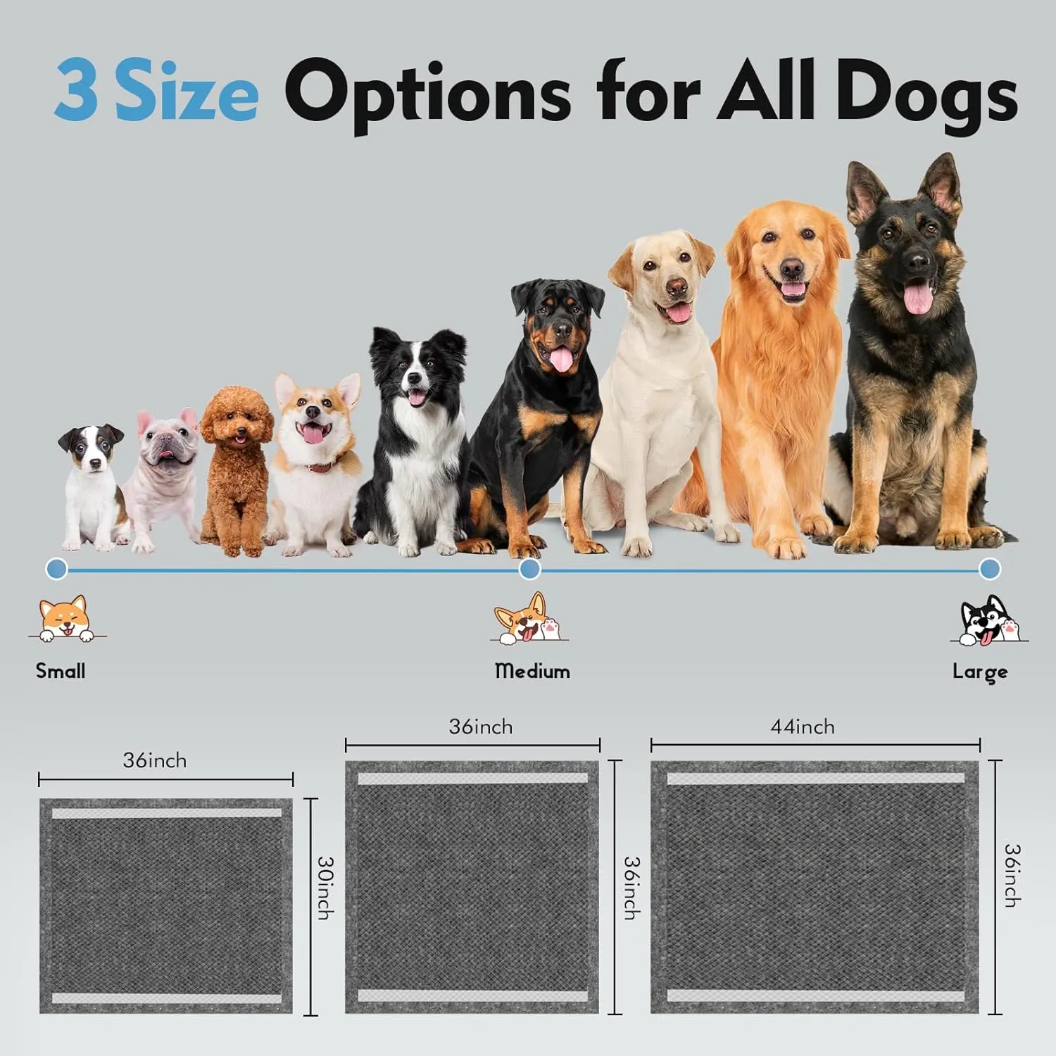 Charcoal Pee Pads for Dogs, 30"x36", Extra Large Puppy Pads XL, Odor Control Dog Pee Pads, Activated Carbon Jumbo Disposable Training Pad, Anti-Slip Potty Pads, Doggy Pads 30 Counts