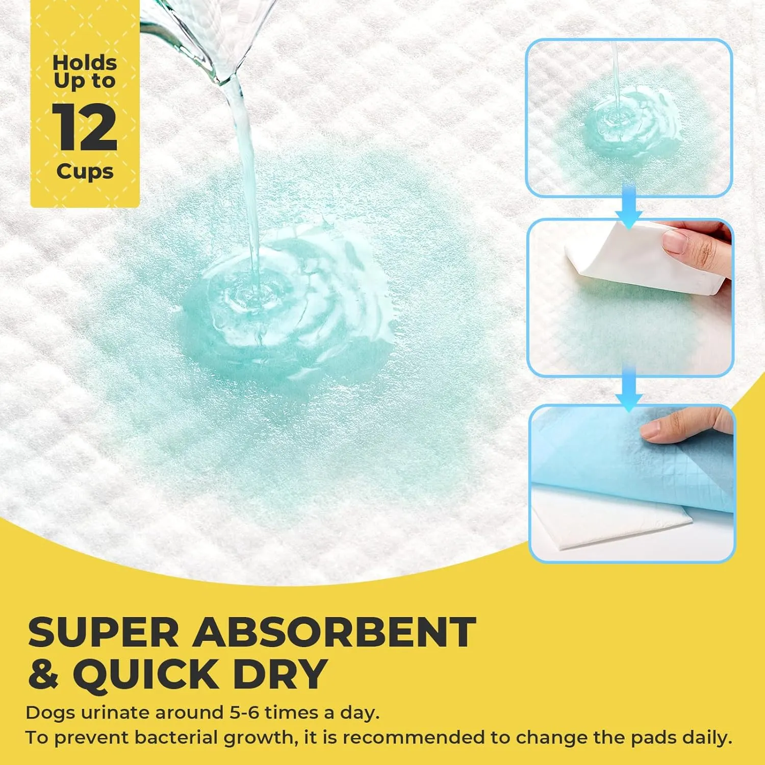Dog Pee Pads: Super Absorbent & Leak-Proof Puppy Pads - Thicken Disposable Dog Training Pads Potty Pads for Dogs - Pee Pads for Doggie Cats Rabbits Quick Dry 24''x24'' Pack of 40