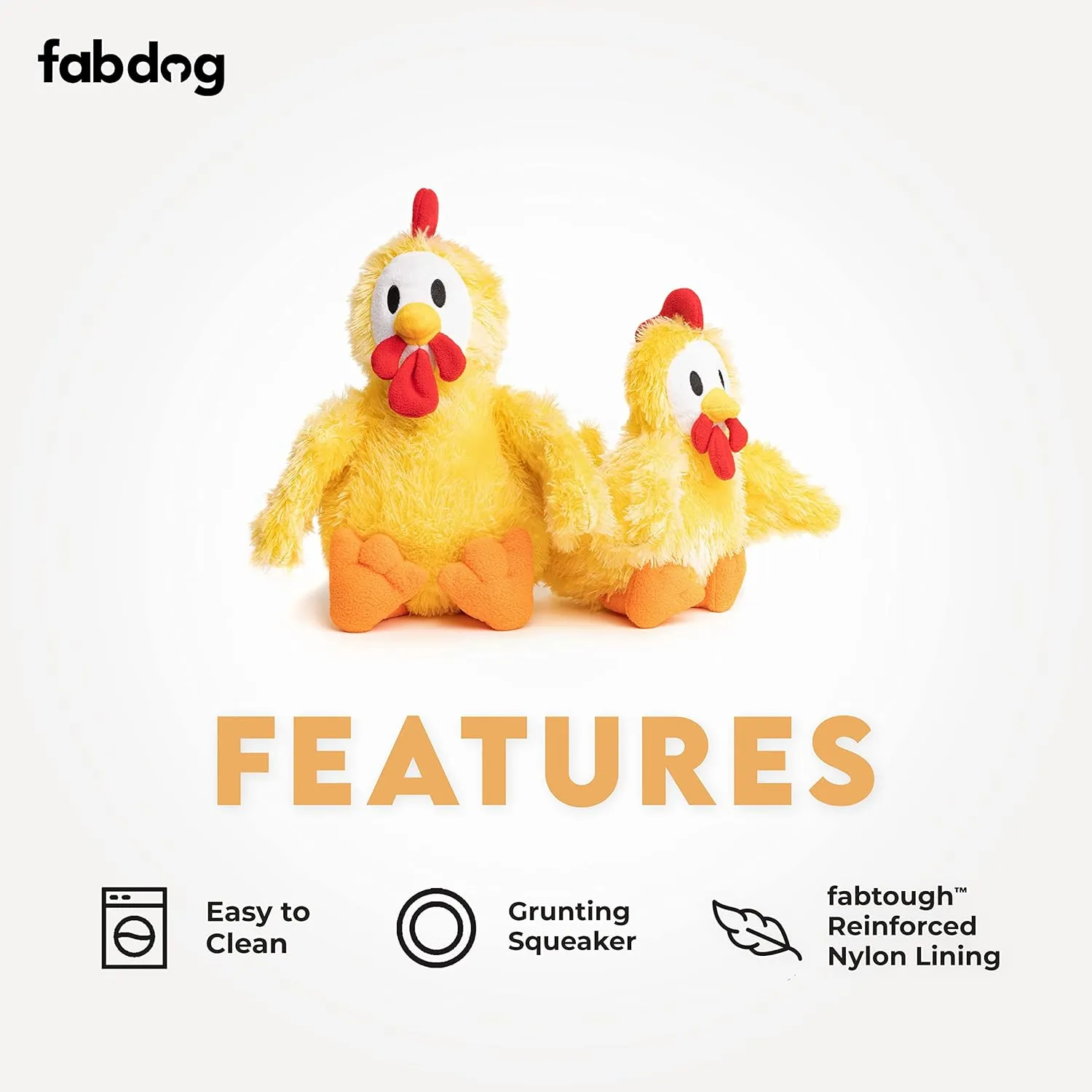 fabdog Fluffies Dog Toys - Squeaky Plush Dog Toy for All Breeds - Cute Animal-Themed Puppy Toys Make for Ideal Gift - Fun Nylon Dog Toys with Squeak| Small Chicken