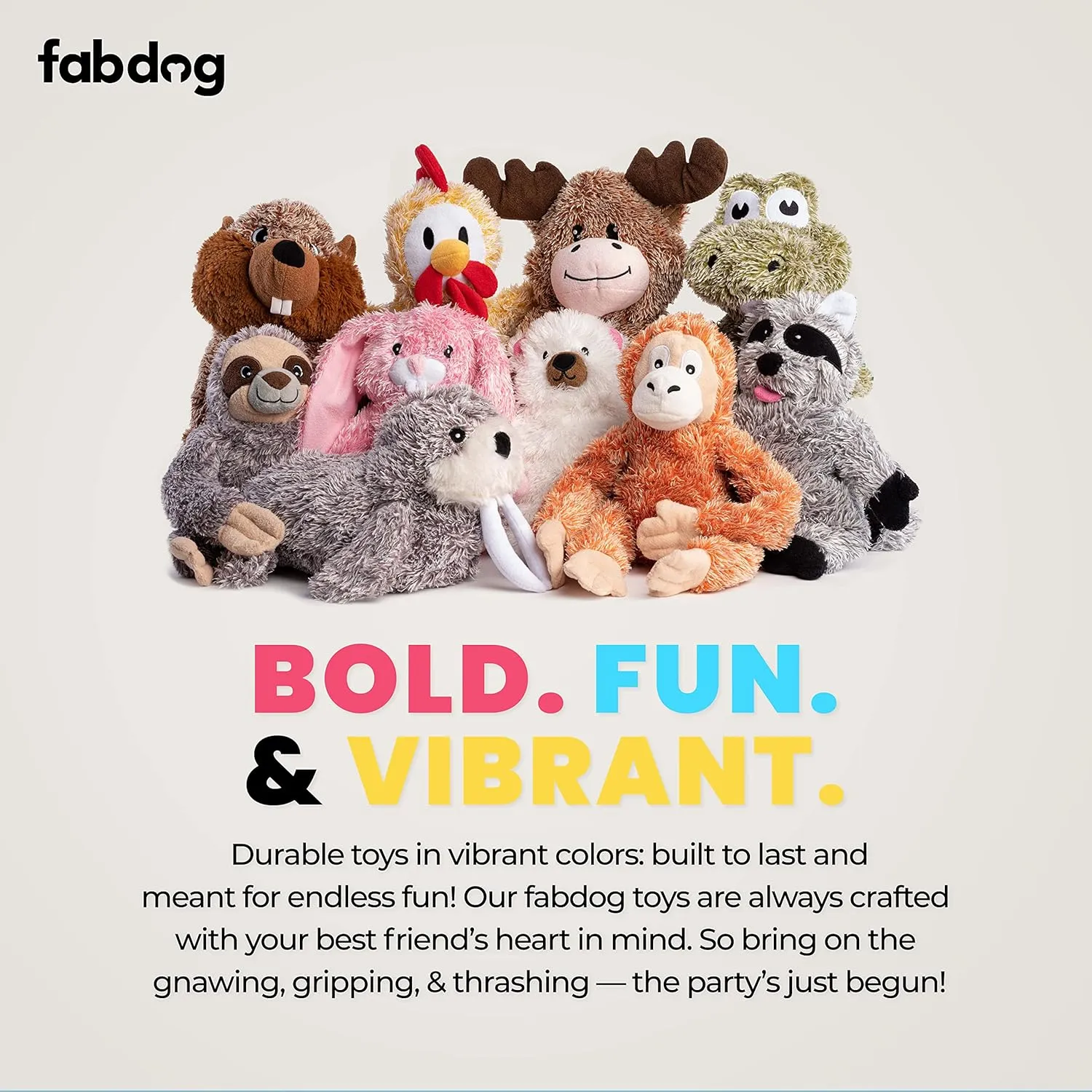 fabdog Fluffies Dog Toys - Squeaky Plush Dog Toy for All Breeds - Cute Animal-Themed Puppy Toys Make for Ideal Gift - Fun Nylon Dog Toys with Squeak| Small Chicken
