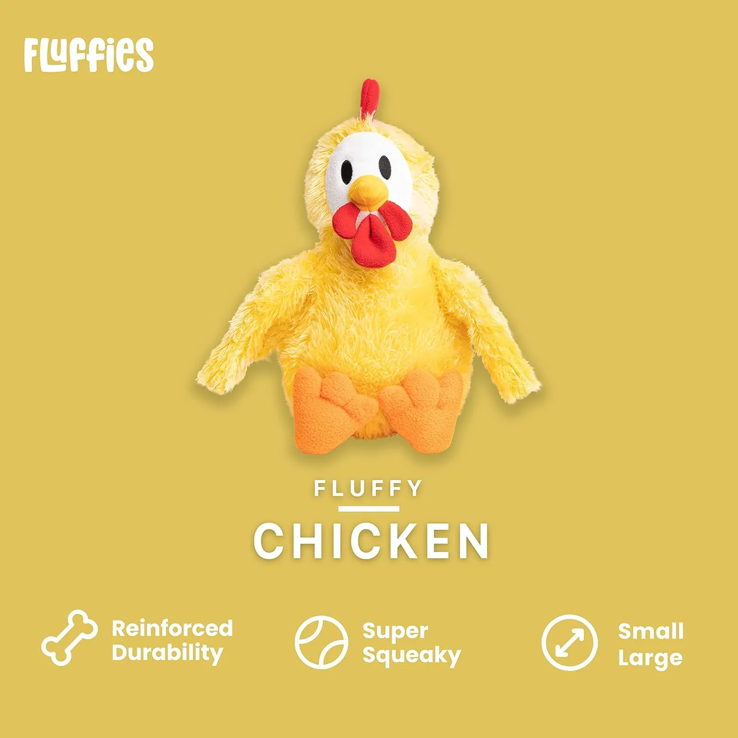 fabdog Fluffies Dog Toys - Squeaky Plush Dog Toy for All Breeds - Cute Animal-Themed Puppy Toys Make for Ideal Gift - Fun Nylon Dog Toys with Squeak| Small Chicken