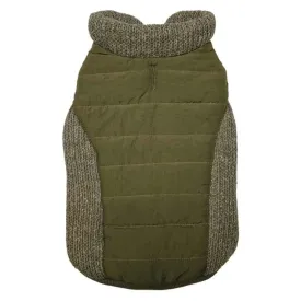 Fashion Pet Sweater Trim Puffy Coat Reversible Olive