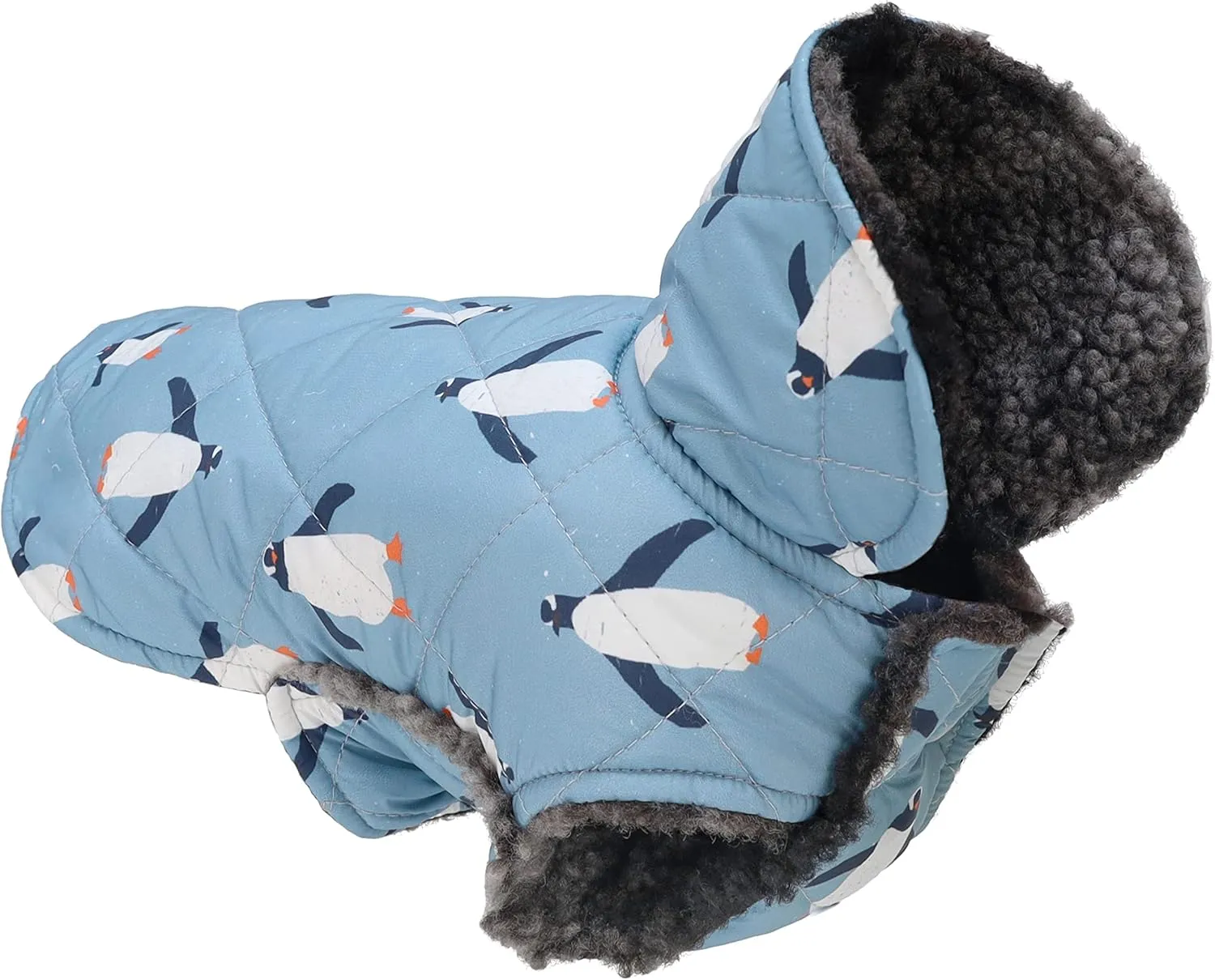 Fitwarm Reversible Penguin Dog Coat, Waterproof Thermal Pet Puffer Vest Jacket, Dog Winter Clothes for Small Dogs Boy Girl, French Bulldog Apparel, Blue, Large
