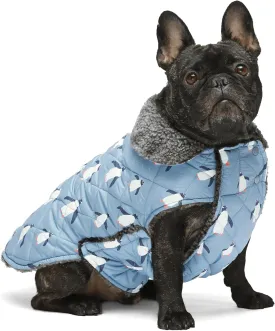 Fitwarm Reversible Penguin Dog Coat, Waterproof Thermal Pet Puffer Vest Jacket, Dog Winter Clothes for Small Dogs Boy Girl, French Bulldog Apparel, Blue, Large