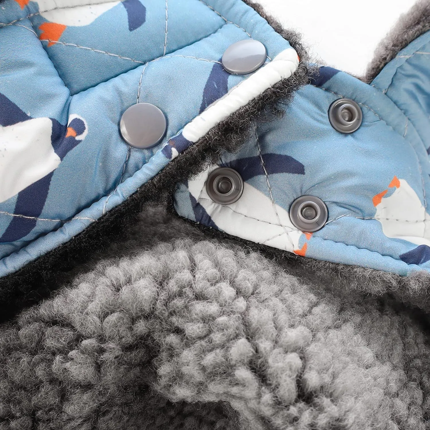 Fitwarm Reversible Penguin Dog Coat, Waterproof Thermal Pet Puffer Vest Jacket, Dog Winter Clothes for Small Dogs Boy Girl, French Bulldog Apparel, Blue, Large