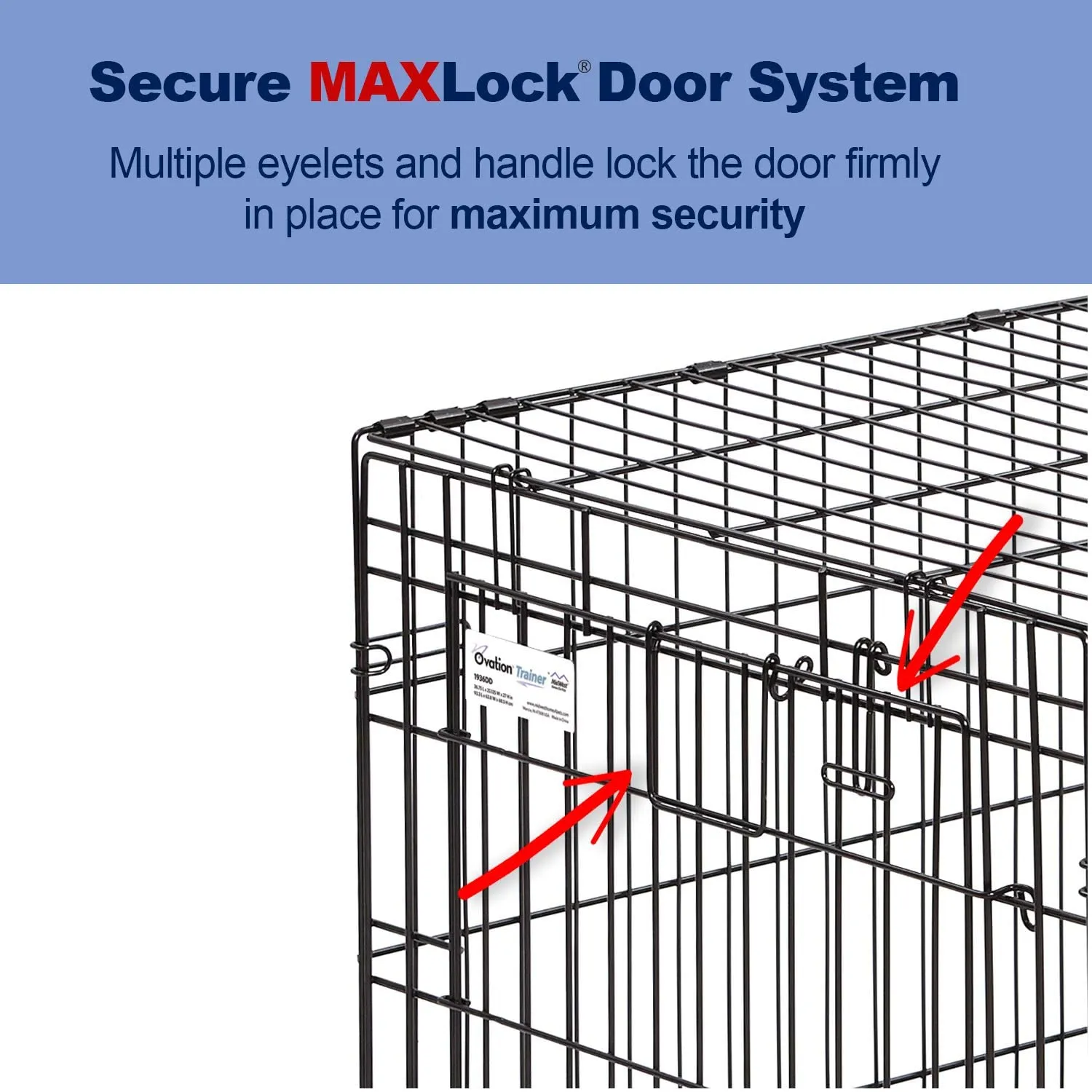 Folding Dog Crate - Ovation Double Door Crate with Up and Away Door