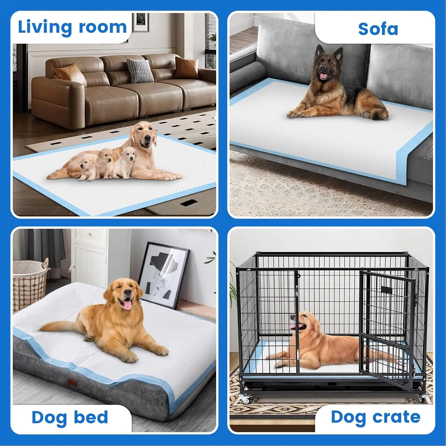 Gimars XXXL 31X47 40 Counts Thicken 6 Layers Ultra Absorbent Dog Pee Pads Extra Large Leak-Proof Odor-Control Puppy Training Pads Quick Dry Pee Pads for Dogs Cats Pets