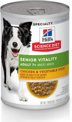 Hill's Science Diet Adult 7  Youthful Vitality Chicken & Vegetable Stew Canned Dog Food, 12.5 oz., Case of 12