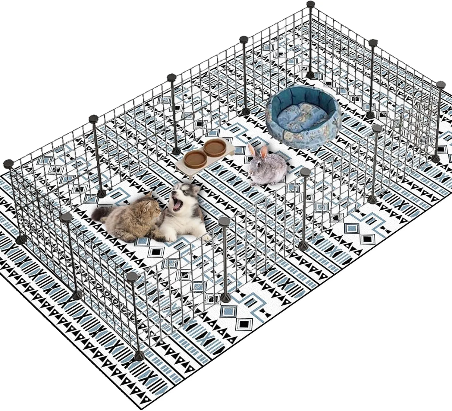 kathson Washable Pee Pads 91" x 63" Non-Slip Rabbit Reusable Mat for Floor Pets Playpen Heavy Absorbency Potty Training Pads for Dogs Cats Rabbits Guinea Pigs Ferrets (Large)
