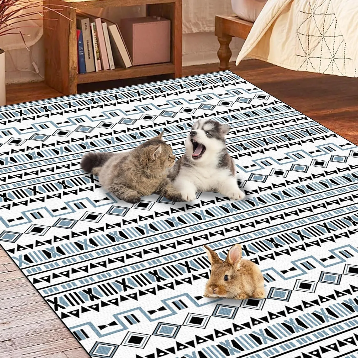 kathson Washable Pee Pads 91" x 63" Non-Slip Rabbit Reusable Mat for Floor Pets Playpen Heavy Absorbency Potty Training Pads for Dogs Cats Rabbits Guinea Pigs Ferrets (Large)