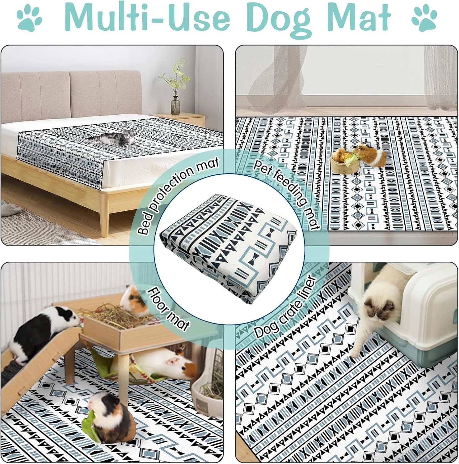 kathson Washable Pee Pads 91" x 63" Non-Slip Rabbit Reusable Mat for Floor Pets Playpen Heavy Absorbency Potty Training Pads for Dogs Cats Rabbits Guinea Pigs Ferrets (Large)