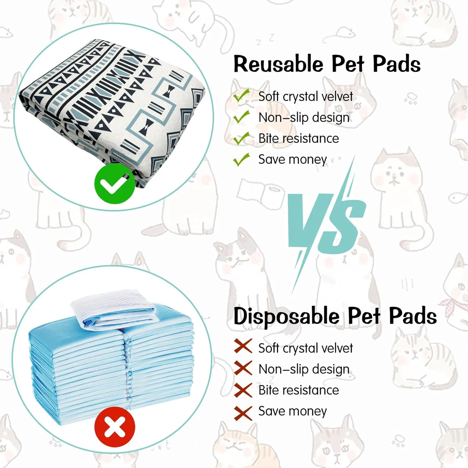 kathson Washable Pee Pads 91" x 63" Non-Slip Rabbit Reusable Mat for Floor Pets Playpen Heavy Absorbency Potty Training Pads for Dogs Cats Rabbits Guinea Pigs Ferrets (Large)