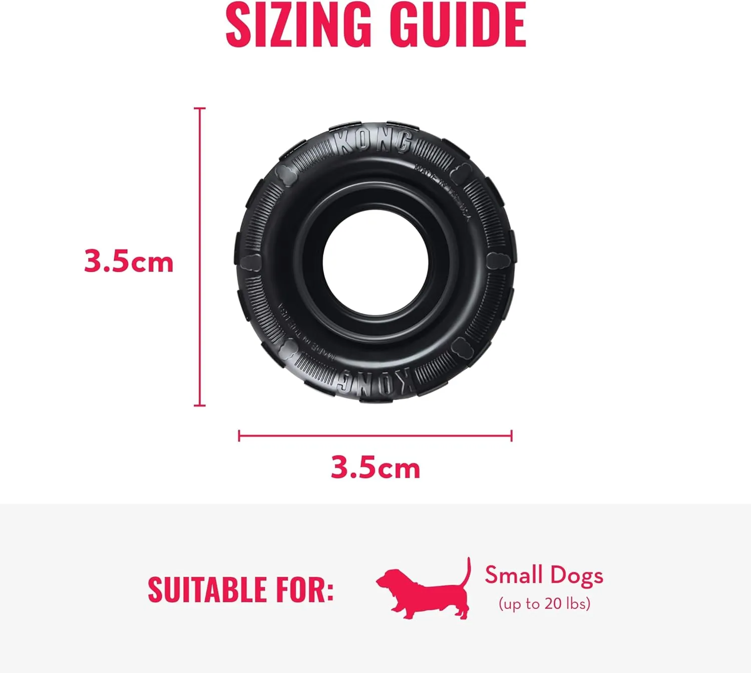 KONG Extreme Tires - KONG's Most Durable Natural Rubber Chew & Fetch Toy - Treat Dispenser Dog Tire Toy - Pet Supplies for Outdoor & Indoor Play - For Small Dogs