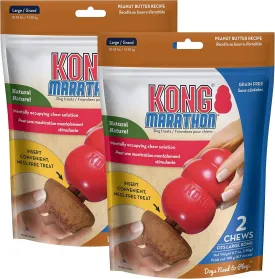 KONG Marathon - Pet Supplies for Training & Playtime - Healthy Dog Treat for KONG Dog Toys - For Large Dogs - Peanut Butter Flavor - 2 Pack (4 Pieces Total)