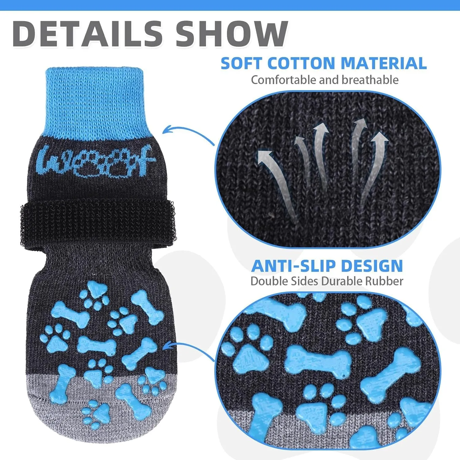 KOOLTAIL Dog Socks for Hot/Cold Pavement to Prevent Licking Paws,Dog Boots&Paw Protector for Hardwood Floors Anti Slip,Traction Control No Twist Grip Booties for Small Medium Large Senior Dogs SM
