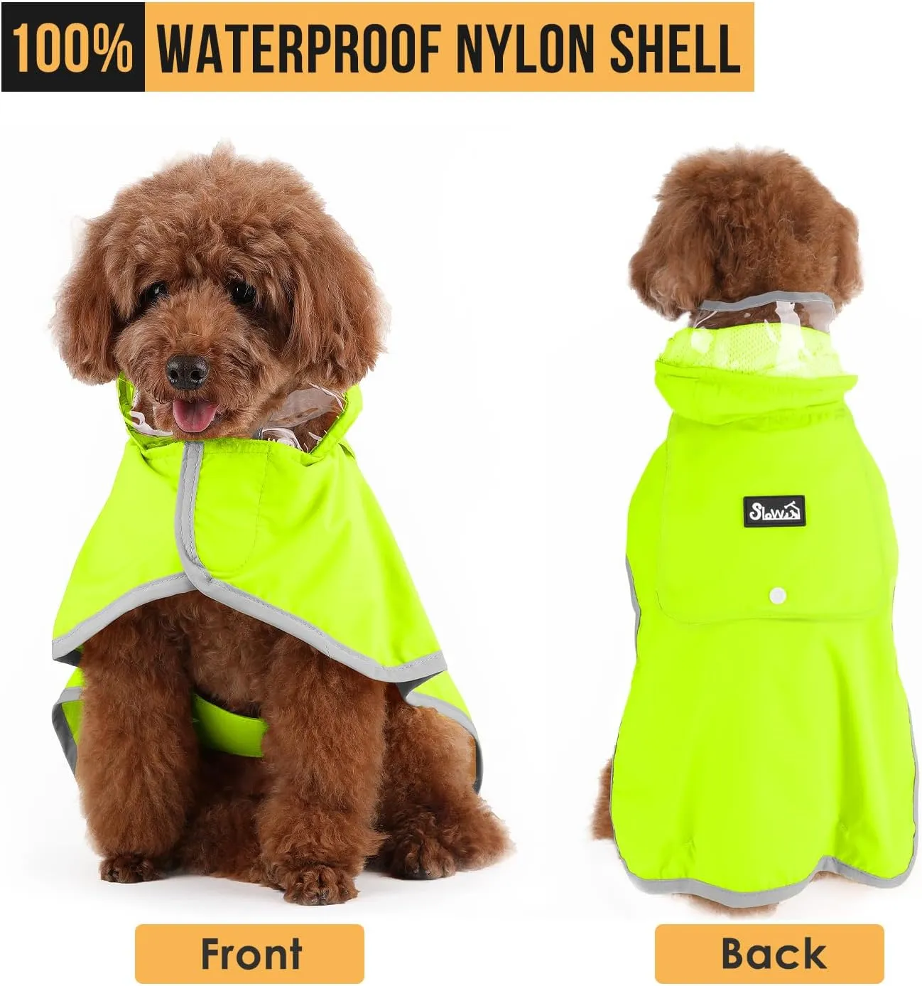 Lukovee Dog Raincoat, Adjustable Dog Rain Jacket with Clear Hooded Double Layer for Large Medium Small Dogs Puppies, Waterproof Rain Coat Poncho with Reflective Storage Pocket & Rim (Green, XS)