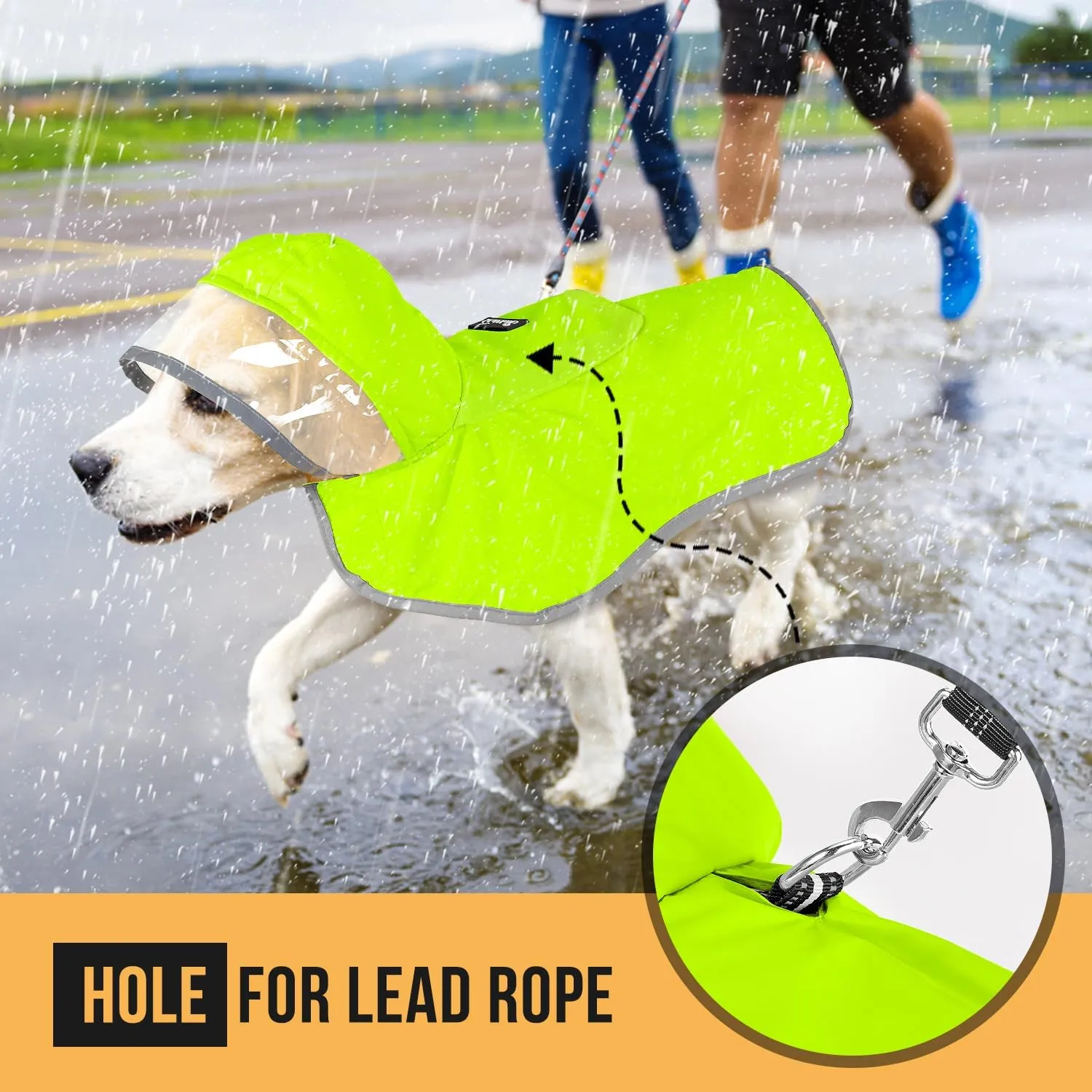 Lukovee Dog Raincoat, Adjustable Dog Rain Jacket with Clear Hooded Double Layer for Large Medium Small Dogs Puppies, Waterproof Rain Coat Poncho with Reflective Storage Pocket & Rim (Green, XS)