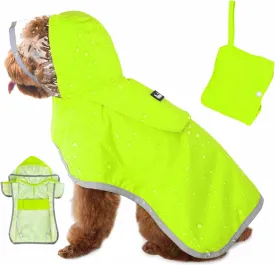 Lukovee Dog Raincoat, Adjustable Dog Rain Jacket with Clear Hooded Double Layer for Large Medium Small Dogs Puppies, Waterproof Rain Coat Poncho with Reflective Storage Pocket & Rim (Green, XS)