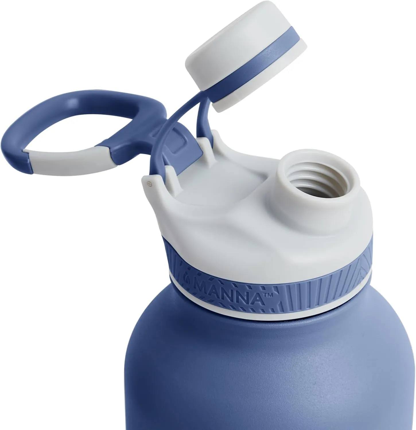 Manna Rover Double-Wall Insulated Stainless Steel Bottle with Durable Silicone Nesting Pet Bowl - 46 Oz - Navy Powder Coat
