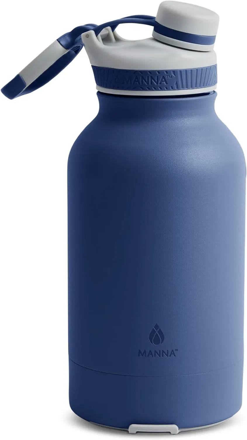Manna Rover Double-Wall Insulated Stainless Steel Bottle with Durable Silicone Nesting Pet Bowl - 46 Oz - Navy Powder Coat