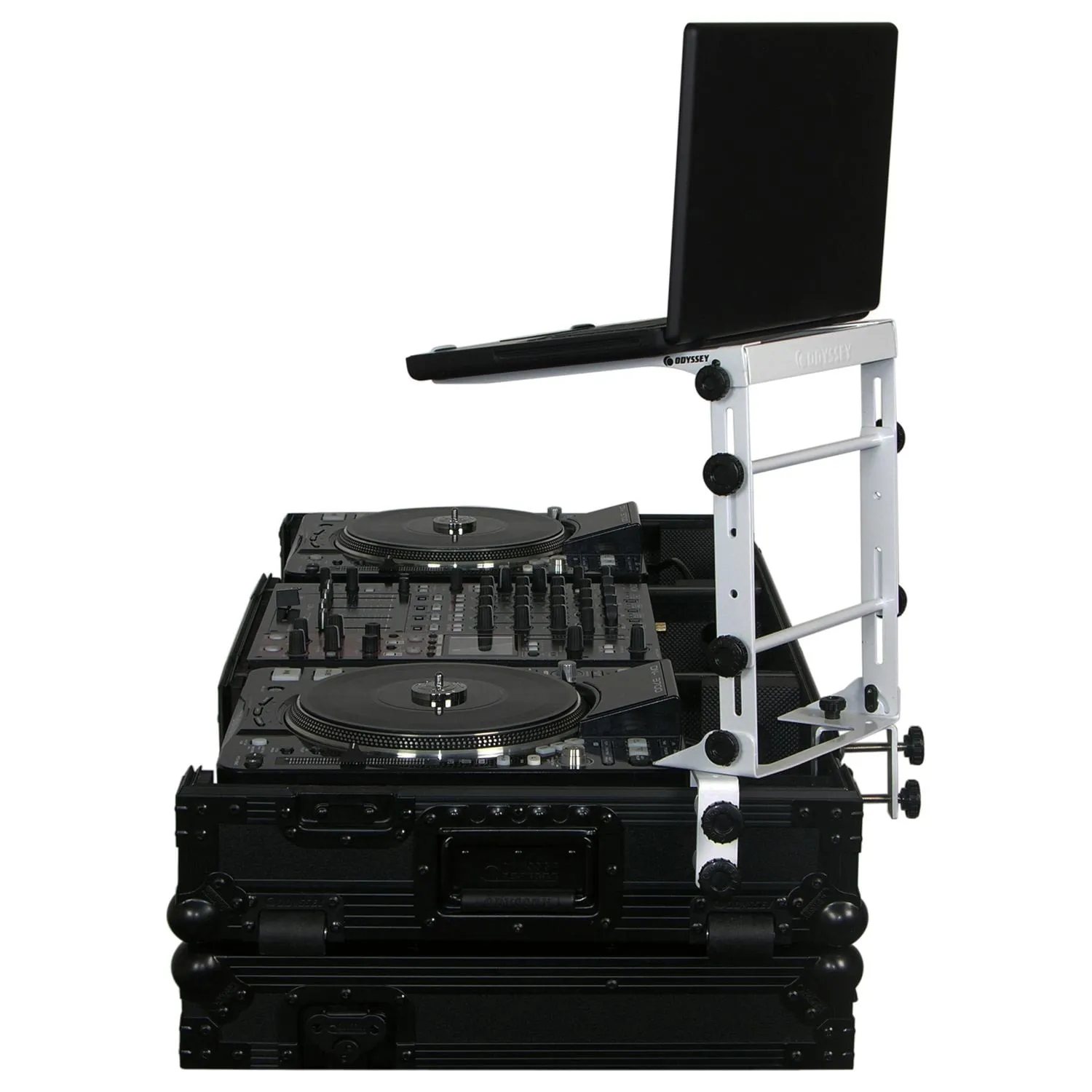 Odyssey LSTANDM - Black L Stand Mobile Folding Laptop/Gear Stand with Table/Case Clamps