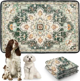 PatiencET Washable Pee Pads for Dogs, 24'' x 36" Super Absorbent Leakproof Reusable Puppy Pads, 2 Pack Dog Training Pad Potty Pad Whelping Pad with Non-Slip Bottom for Housebreaking Incontinence Green