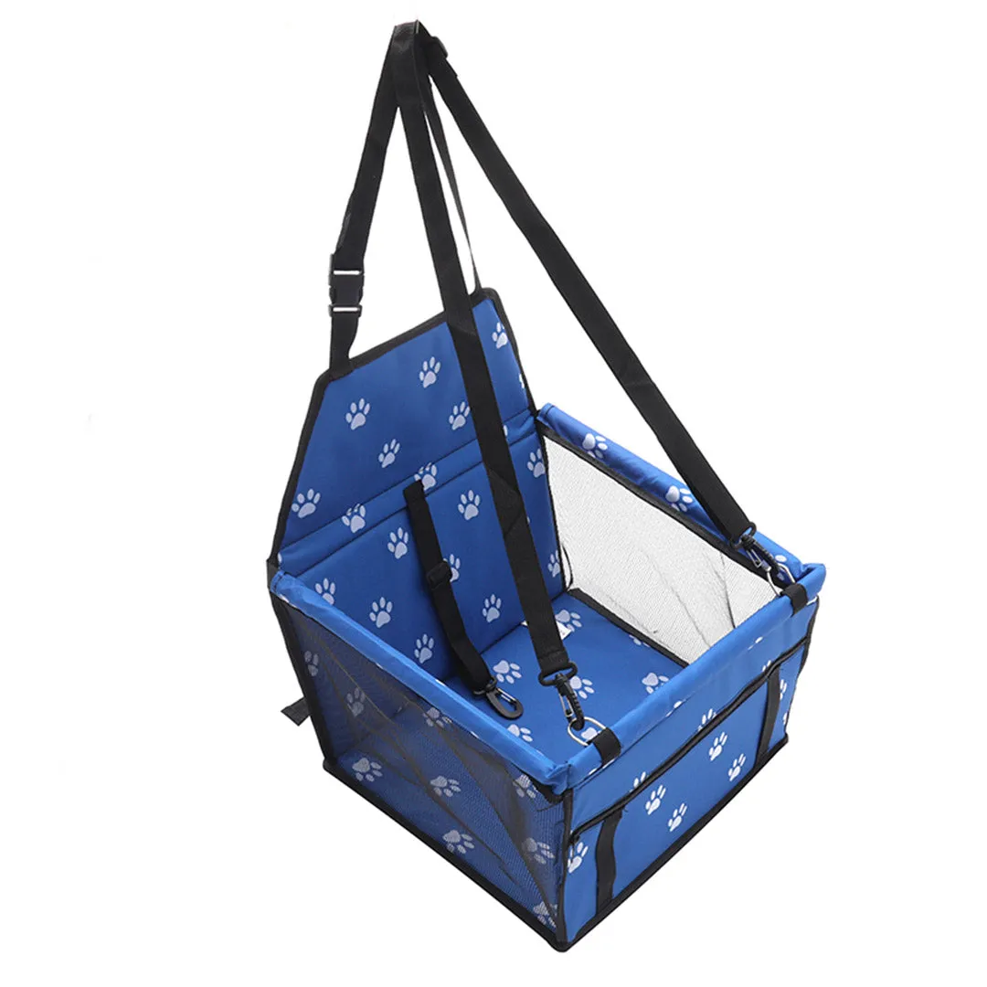 Pet Booster Car Seat Set of 2 Premium Waterproof Breathable Mesh Safety Travel Portable Dog Carrier Bag - Blue