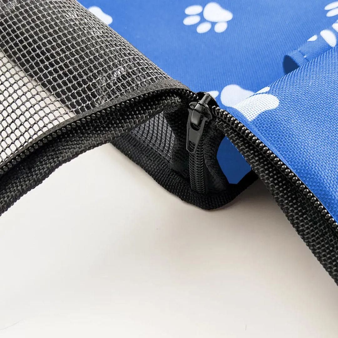 Pet Booster Car Seat Set of 2 Premium Waterproof Breathable Mesh Safety Travel Portable Dog Carrier Bag - Blue