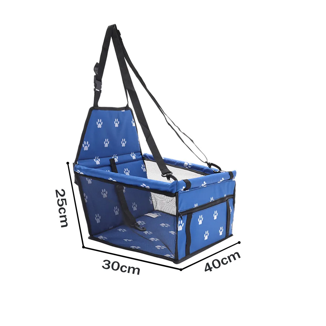 Pet Booster Car Seat Set of 2 Premium Waterproof Breathable Mesh Safety Travel Portable Dog Carrier Bag - Blue