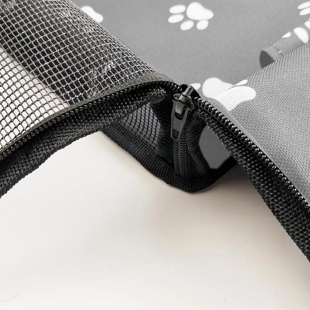 Pet Booster Car Seat Set of 2 Premium Waterproof Breathable Mesh Safety Travel Portable Dog Carrier Bag - Grey