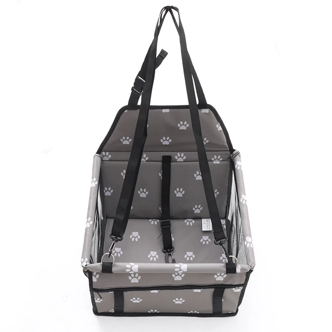 Pet Booster Car Seat Set of 2 Premium Waterproof Breathable Mesh Safety Travel Portable Dog Carrier Bag - Grey